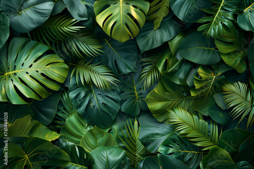 Wallpaper Mural A lush green jungle with many leaves and vines Torontodigital.ca