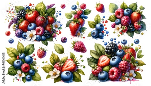 Watercolor of Mixed Berries