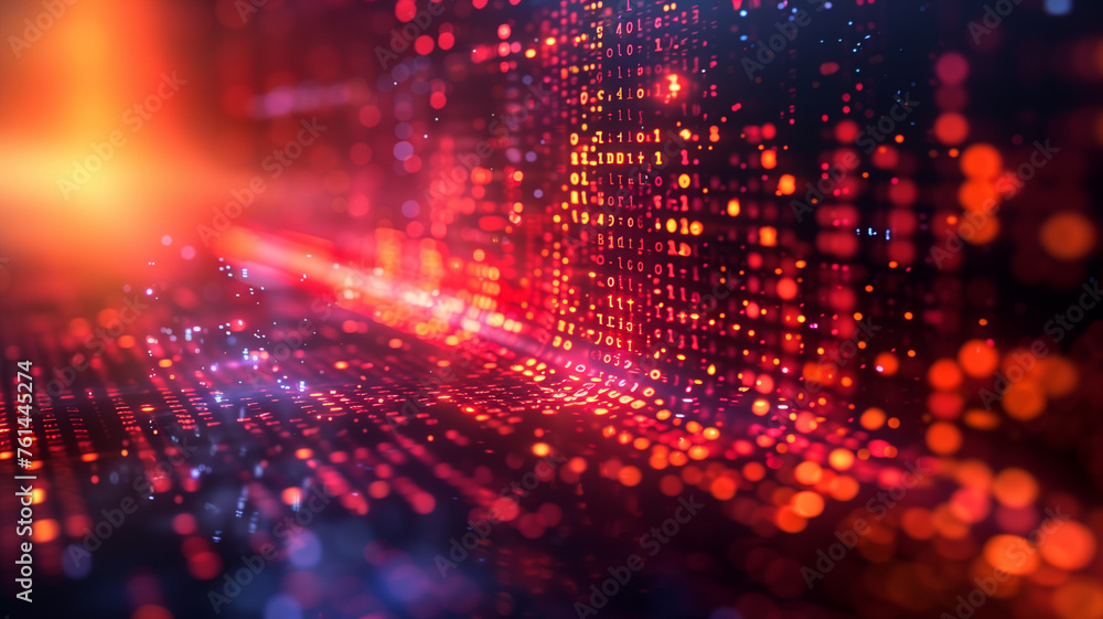 A colorful, abstract image with a red background A colorful, abstract image with a red background