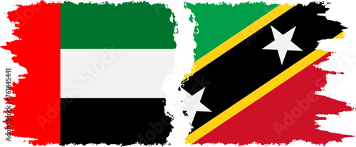 Saint Kitts and Nevis and United Arab Emirates grunge flags connection vector