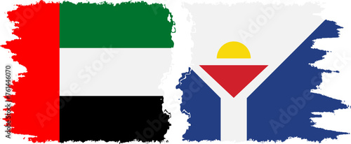 Saint Martin and United Arab Emirates grunge flags connection vector