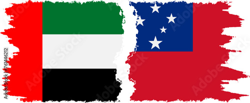 Independent State and United Arab Emirates grunge flags connection vector