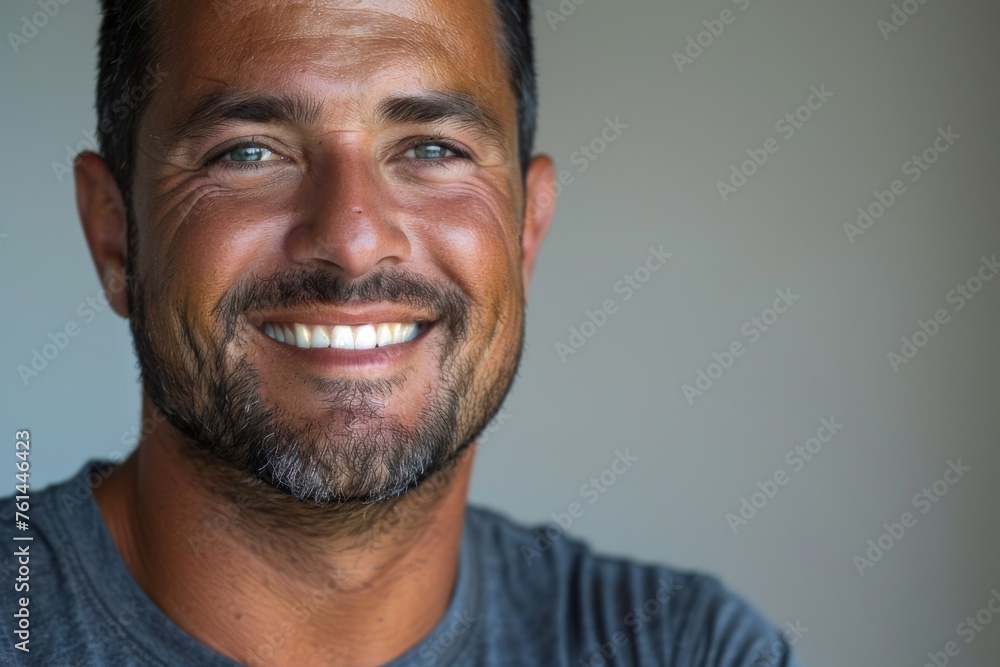 Close-up portrait of a smiling man showing resilience and hope Close-up portrait of a smiling man showing resilience and hope