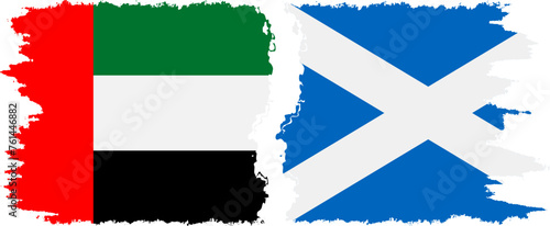 Scotland and United Arab Emirates grunge flags connection vector