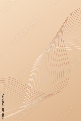 Abstract background with waves for banner. Standart poster size. Vector background with lines. Element for design. Beige and brown gradient. Brochure  booklet. Coffee  cafe