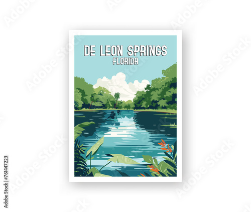 De Leon Springs, Florida Illustration Art. Travel Poster Wall Art. Minimalist Vector art