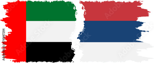 Serbia and United Arab Emirates grunge flags connection vector