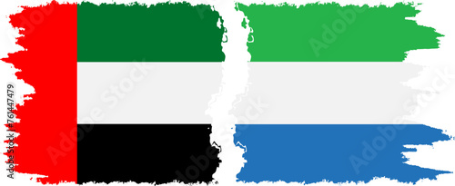 Sierra Leone and United Arab Emirates grunge flags connection vector