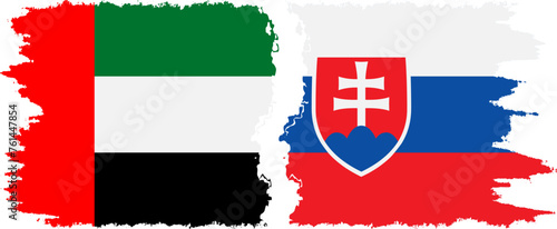 Slovakia and United Arab Emirates grunge flags connection vector