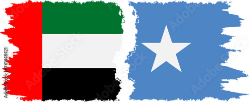 Somalia and United Arab Emirates grunge flags connection vector