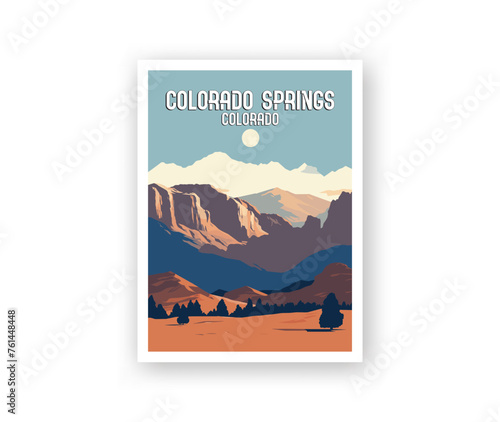 Colorado springs, Colorado Illustration Art. Travel Poster Wall Art. Minimalist Vector art