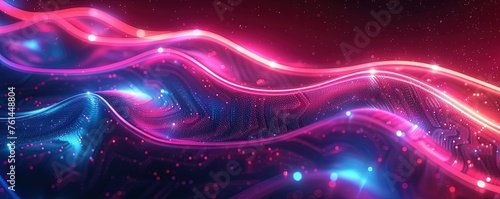 Abstract background of glowing neon lights in alpha shaped lines