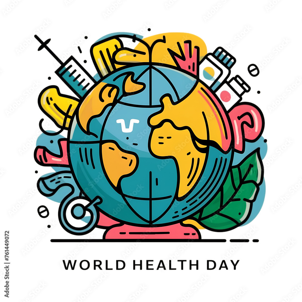 world health day text with earth globe on transparent background world health day text with earth globe on transparent background