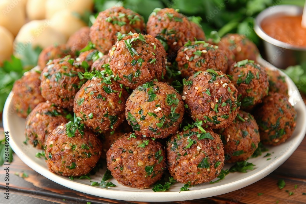 Falafels are deep fried balls traditionally found in Middle Eastern cuisine food professional advertising food photography Falafels are deep fried balls traditionally found in Middle Eastern cuisine food professional advertising food photography