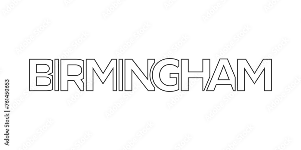 Birmingham city in the United Kingdom design features a geometric style illustration with bold typography in a modern font on white background. Birmingham city in the United Kingdom design features a geometric style illustration with bold typography in a modern font on white background.