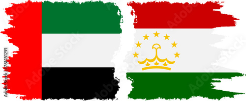 Tajikistan and United Arab Emirates grunge flags connection vector