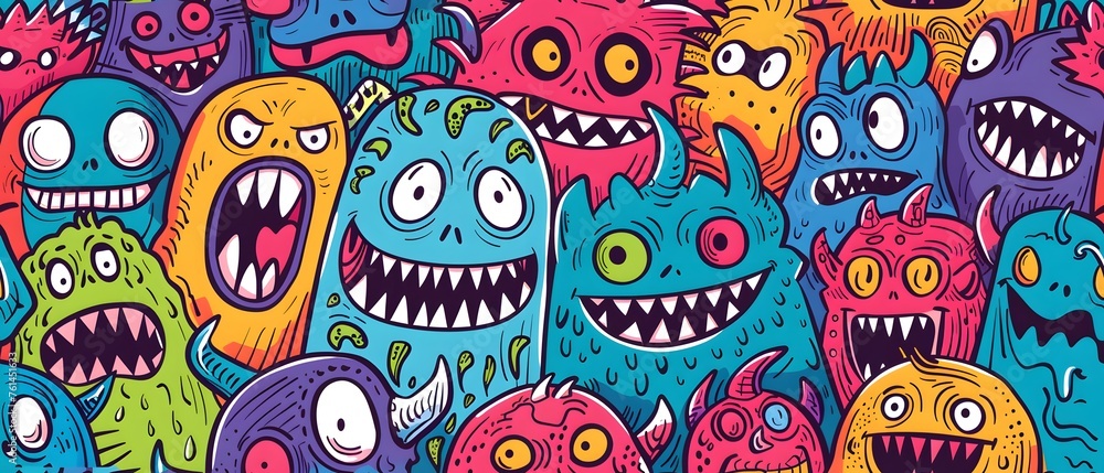 Quirky Doodlemonster Buddies Pattern Quirky Doodlemonster Buddies Pattern