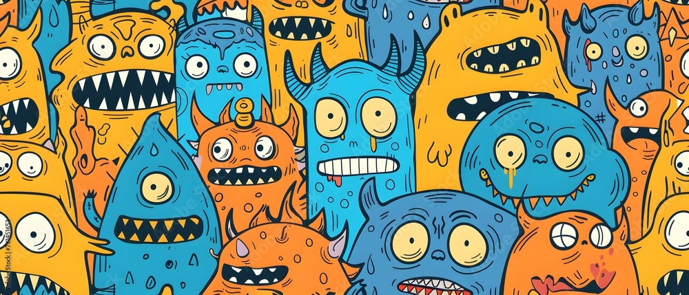 Quirky Doodlemonster Buddies Pattern Quirky Doodlemonster Buddies Pattern