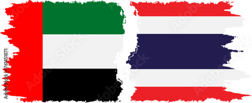 Thailand and United Arab Emirates grunge flags connection vector