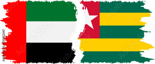 Togolese Republic and United Arab Emirates grunge flags connection vector