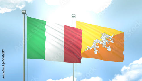 Italy and Bhutan Flag Together A Concept of Relations