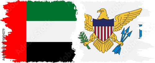 United States Virgin Islands and United Arab Emirates grunge flags connection vec