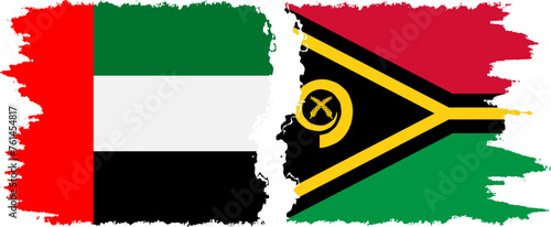 Vanuatu and United Arab Emirates grunge flags connection vector