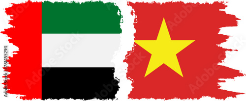 Vietnam and United Arab Emirates grunge flags connection vector