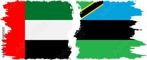 Zanzibar and United Arab Emirates grunge flags connection vector
