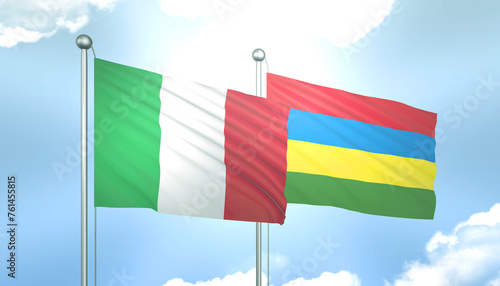 Italy and Mauritius Flag Together A Concept of Relations