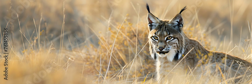 The Lone Hunter: Iberian Lynx Poised amidst the Spanish Wilderness