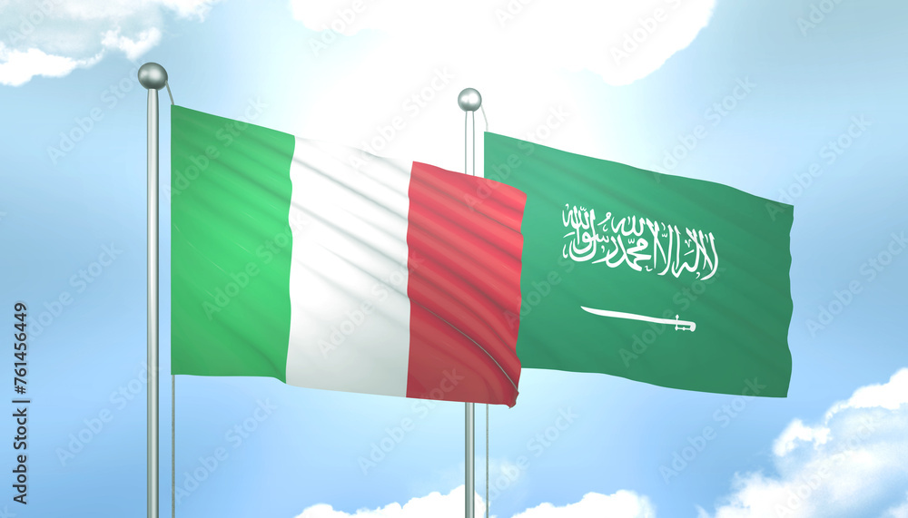 Italy and Saudi Arabia Flag Together A Concept of Relations Italy and Saudi Arabia Flag Together A Concept of Relations