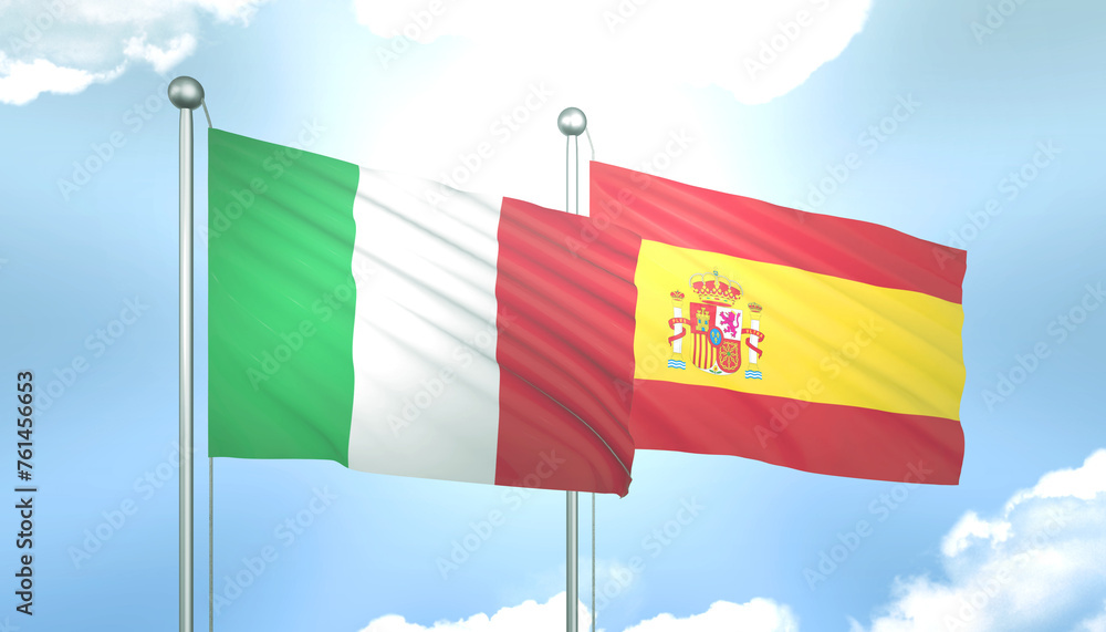 Italy and Spain Flag Together A Concept of Relations Italy and Spain Flag Together A Concept of Relations