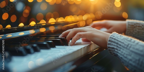 Person Playing Piano Close Up