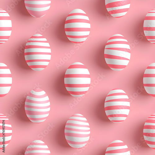 Illustrated Pattern of Pink and White Easter Eggs over Pink Background