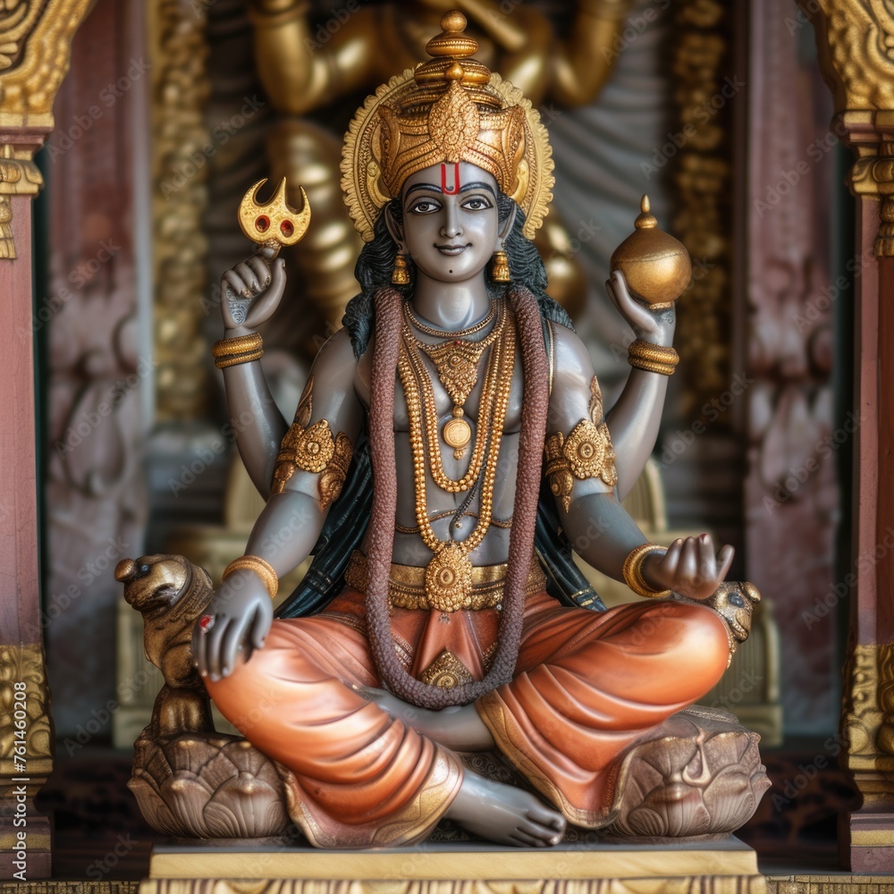 Fototapeta premium Little Ganesh Sitting on a Throne