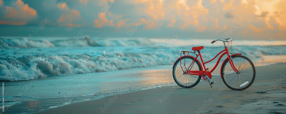Fototapeta premium Bicycle parked on the beach