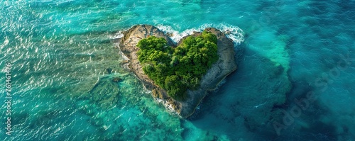 Caribbean Island in the Shape of a Love Heart. Aerial Perspective, Travel Concept. © Влада Яковенко