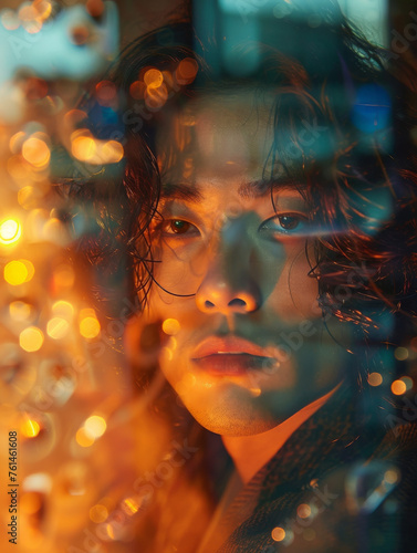 Young Asian Male with Sharp Jawline and Curly Hair