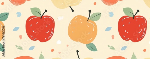 Creative pattern made of apple on beige background.