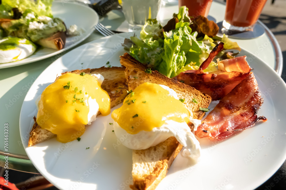 Eggs and bacon in a plate