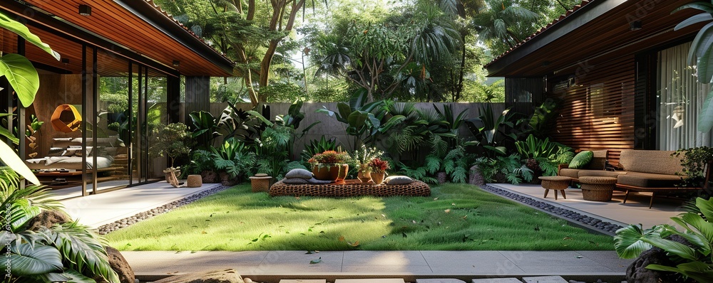 Jungle courtyard garden evergreen Jungle courtyard garden evergreen