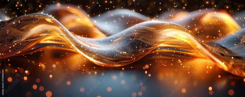 Obraz premium Metallic abstract wavy liquid background layout design tech innovation