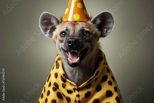 hyena wearing birthday suit