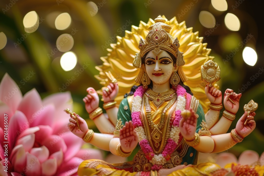 Colorful Indian Goddess Statue
