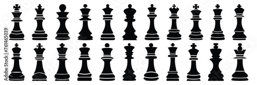 Chess checkmate silhouettes set, large pack of vector silhouette design, isolated white background © FutureFFX