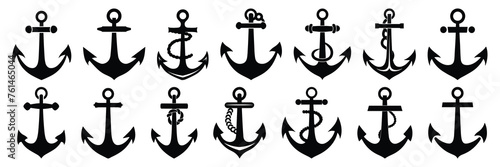  Anchor sail silhouettes set, large pack of vector silhouette design, isolated white background