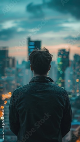 Rear view of man looking at view