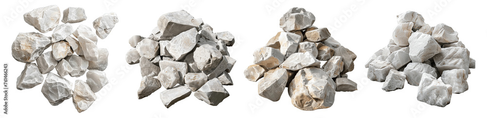 Set of a pile of white rough stones png file of isolated background Set of a pile of white rough stones png file of isolated background