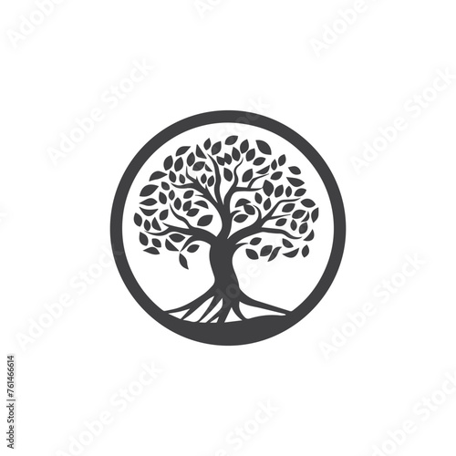 Black tree logo design, vector icon